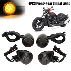 4x Abrazadera de horquilla delantera trasera LED para motocicleta 41 mm Luz de giro negra para Harley - Imagen 1 de 10