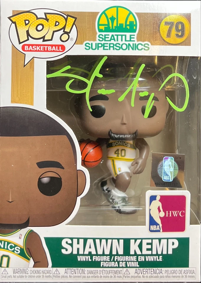 Shawn Kemp autographed signed Funko Pop #79 NBA Seattle SuperSonics JSA - Image 1 of 3