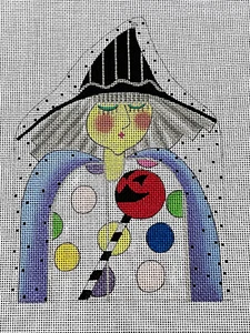 Mile High Princess Polk Dot Witch Halloween 18 ct HP Needlepoint Canvas - Picture 1 of 3