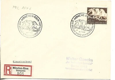 1942 FDC REGISTERED COVER GERMANY REICH MUNICH -RIEM.THE BROWN RIBBON OF GERMANY - Image 1 of 2