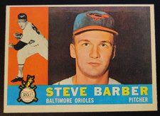 1960 TOPPS STEVE BARBER #514-BALTIMORE ORIOLES-NM, SCARCE HIGH # CARD