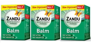 3 X 8ml ZANDU BALM HEADACHE BACKACHE BODYPAIN HERBAL AYURVEDIC FAST PAIN RELIEF - Picture 1 of 1