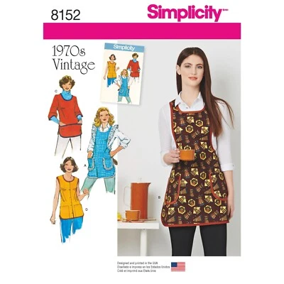 SIMPLICITY 8152 MISSES' 1970'S VINTAGE APRONS Sewing pattern Sizes XS - L - Image 1 of 4
