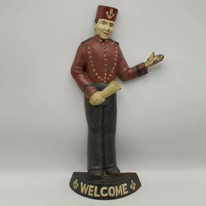 Antico campanello nautico Bellboy ghisa benvenuto hotel fermaporta art deco 17" - Foto 1 di 10