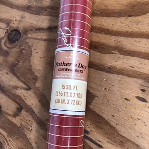 Vintage 80s Father’s Day Hallmark Wrapping Paper 15 sq ft 2.5ft x 2yd, SEALED - Picture 1 of 5