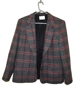 Pendleton Damen Gr. 16 PETITE grau kariert 100 % Schurwolle Einknopf Blazer - Bild 1 von 3