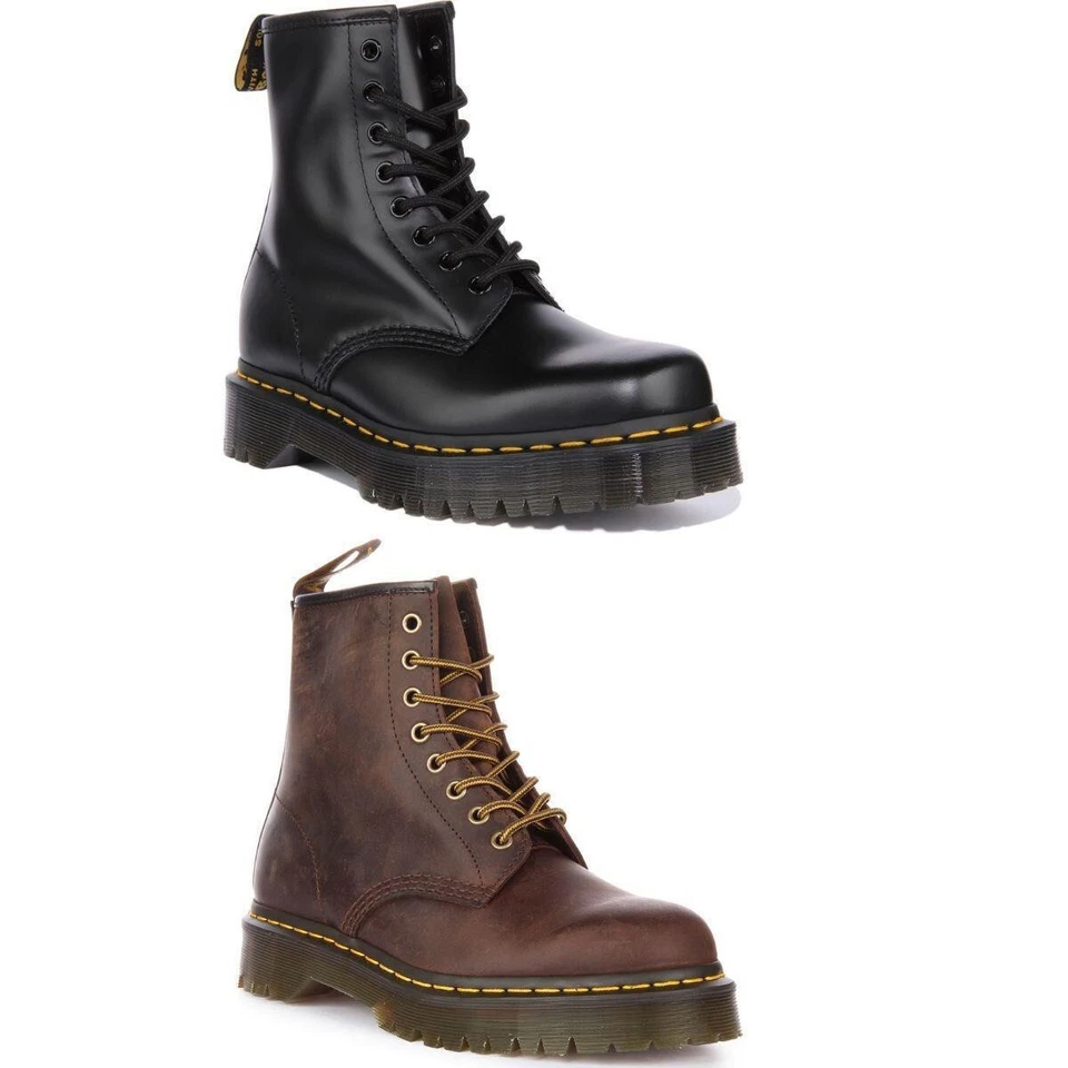 DR. MARTENS DR MARTENS 1460 Bex Unisex 8 Ösen Schnürer Lederstiefel Schwarz Größe UK 3-8