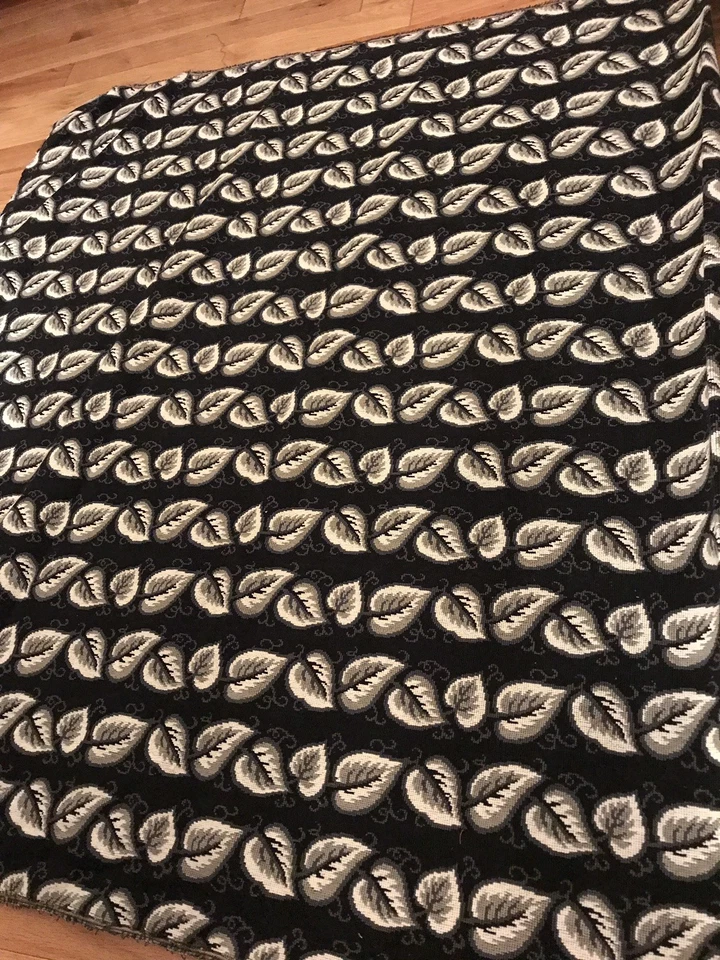 Tapestry Style Upholstery Material 1yd15inches /52” Wide Grey/Black Leaves  New - Image 1 of 4