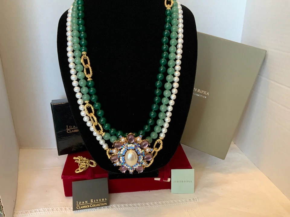 RARE QVC Judith Ripka Status Interchangeable 14kGold CladSS Necklace Pearl/stone - Image 1 of 4