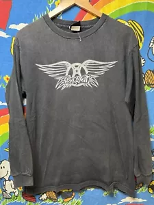 Vintage 90s Giant Aerosmith Wings Band Promo Longsleeve Small Gray Men’s Medium - Picture 1 of 3