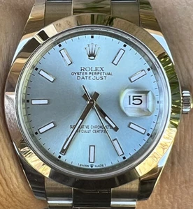 Rolex 41mm Datejust 126300 Refinished Ice Blue Dial 4 Platinum 228206 Mint - Picture 1 of 8