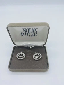 Vintage Nolan Miller Crystal Rhinestone Clip-On Earrings Glamour Collection - Picture 1 of 5