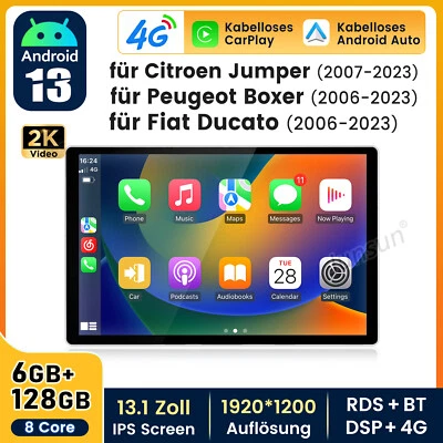 13.1" Carplay Android 14 Autoradio Für Fiat Ducato Jumper GPS Navi RDS 4G 6+128G - Bild 1 von 4