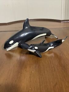 Figurines orques vintage 1991 Monterey Bay Aquarium Killer Whale & Veau Safari Ltd