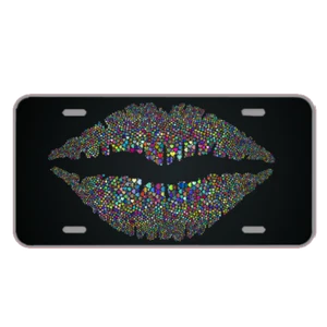 Custom License Plate With Beautiful Colorful Heart Lips - Picture 1 of 1