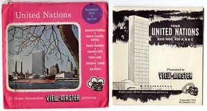 UNITED NATIONS New York NYC ViewMaster SAWYER'S 3 Reel Pack NO # 1955 w Booklet - Picture 1 of 2