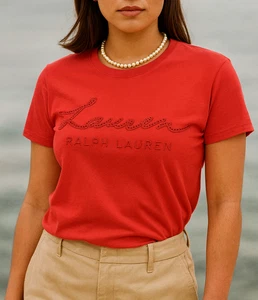 Camiseta Ralph Lauren Logo Bordado Roja Talla - Pequeña - Imagen 1 de 6