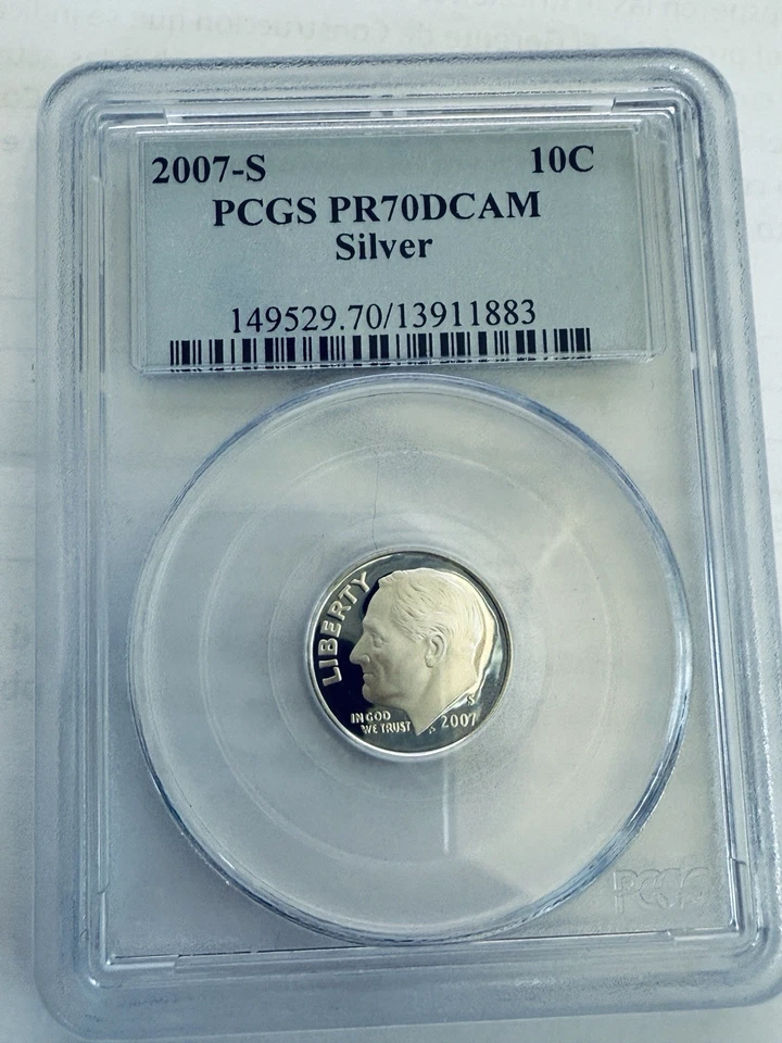2007-S Silver PERFECT PROOF Roosevelt  US 10c ~ PCGS PR70 DCAM ~ Nice! - Image 1 of 2