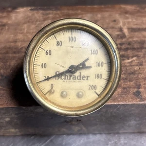 Vintage Messing Messgerät von Schrader Steampunk Decide Industriemessgerät - Bild 1 von 9