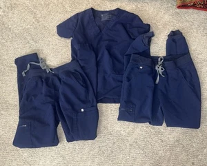 Navy Blue Figs Scrub Set XS Top, XS tall Pants Jogger &Yolanda fit High Rise - Picture 1 of 9