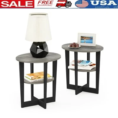 Oval End Table Set of 2 Modern Storage Display Simple Design Indoor Furniture US - Image 1 of 4