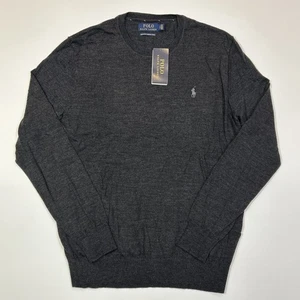 Polo Ralph Lauren Herrenpullover klein grau Merinowolle Rundhalsausschnitt neu mit Etikett Pullover - Bild 1 von 12