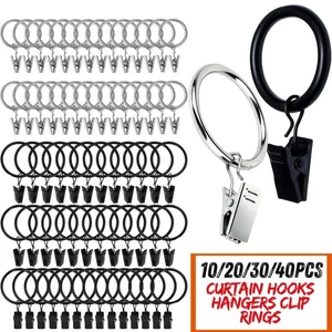 Heavy Duty Metal Curtain Rings pole Rod Voile Curtain Hooks with Clips 30MM - Picture 1 of 12