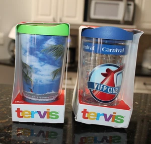 Taza de viaje vaso Carnival Cruise Ship VIFP TERVIS 16 OZ. JUEGO DE 2 NUEVOS - Imagen 1 de 2
