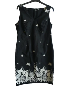 M&Co black white floral pencil dress size 16 (SMALL POSS MORE 14 SEE DESC) - Picture 1 of 11