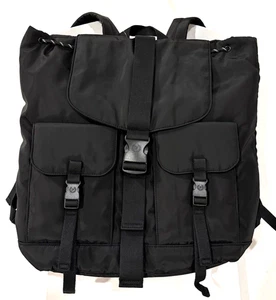 Victoria's Secret PINK Nylon Cargo Backpack  Bag Black Adjustable Strap - Picture 1 of 13