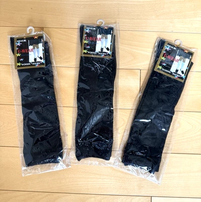 Лот из 3 - девочек униформа носки размеров M (4-6) L (6-8) XL (9-11) черный колена - Изображение 1 из 4