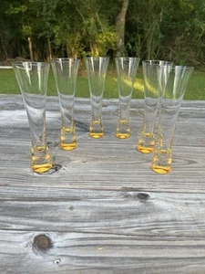 6 Veuve Clicquot Champagne TRENDY GLASS Flutes Vintage. Nice Condition. - Picture 1 of 8