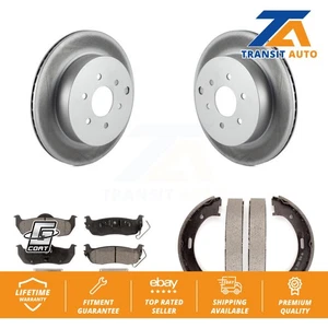 Rear Disc Coated Rotors Ceramic Pads And Parking Shoes Kit For Nissan Pathfinder - Picture 1 of 12