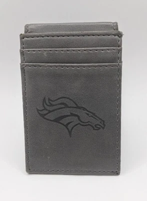Cartera de bolsillo frontal grabada con láser gris Denver Broncos Foto 1 de 3