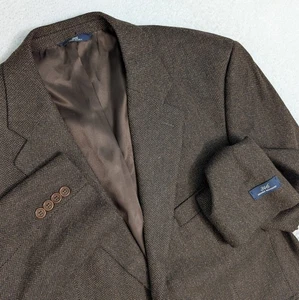 NEW VTG Brooks Brothers 346 Brown Herringbone Lambswool Blazer Jacket - 42 SH - Picture 1 of 11