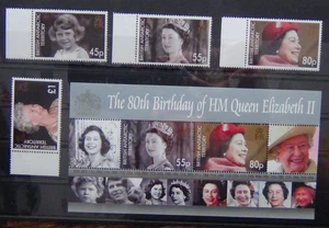 BAT 2006 80th Birthday of Queen Elizabeth set & Miniature Sheet MNH - Picture 1 of 1