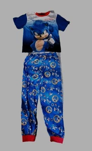 Sonic 2 The Hedgehog Kids 2-Piece Pajama Set, Blue, Size 8, Flame Resistant - Picture 1 of 7
