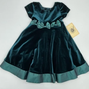 New Infant Toddler Good Lad Green Velvet Christmas Holiday Party Dress Size 2 - Picture 1 of 10