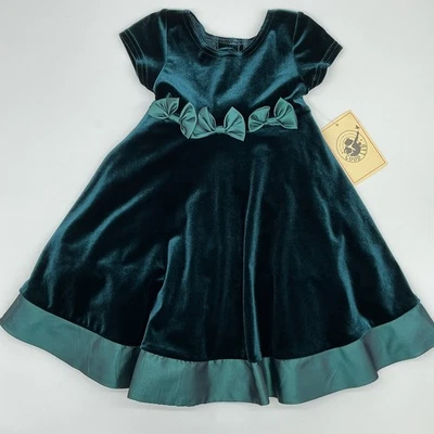 Nuevo Vestido de Fiesta de Navidad de Terciopelo Verde Buen Niño Pequeño Bebé Talla 2 Foto 1 de 4