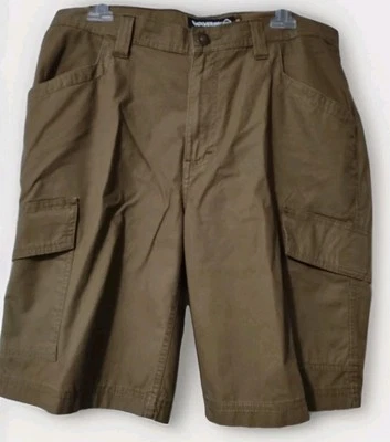 Wolverine Cargo Shorts Size 34 Mens Dark Khaki Logo Cotton Lightweight Outdoor # - Image 1 of 4