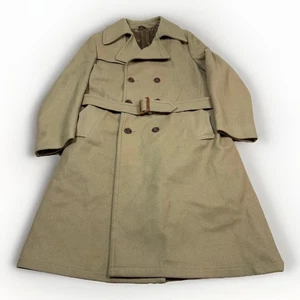 Vintage 70s Sears Wool Overcoat Trench Coat Double Breasted mod 60s mens 38 Tall - Picture 1 of 11