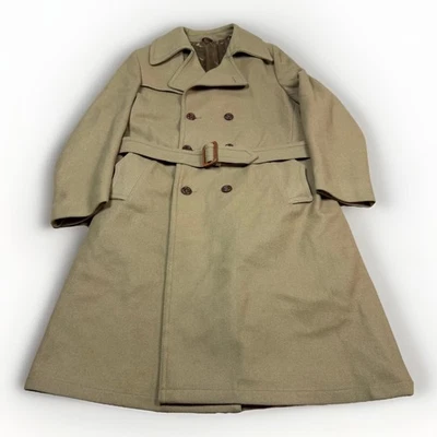 Vintage 70s Sears Wool Overcoat Trench Coat Double Breasted mod 60s mens 38 Tall - Image 1 of 4