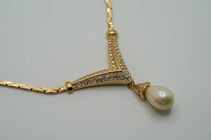 Collar de perlas de imitación vintage Christian Dior tono dorado 17,25" JB32 - Imagen 1 de 8