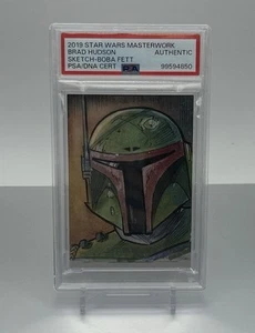 PSA AUTHENTIC Topps Star Wars Sketch 2019 Masterwork Boba Fett Brad Hudson 1/1 - Picture 1 of 2