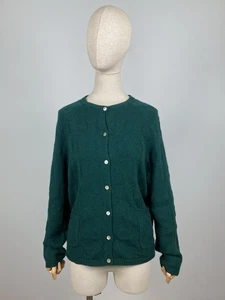 GUDRUN SJODEN Women's Green Button Up Knit Wool Jumper Cardigan Sweater Size XL - Picture 1 of 15