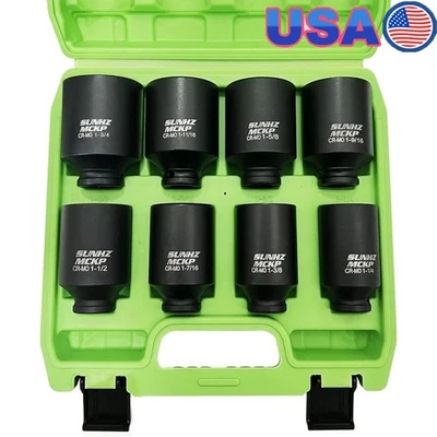 8-Piece 6-Point SAE Socket Set Chrome Molybdenum Steel Impact Tools Heavy Duty - Image 1 of 4