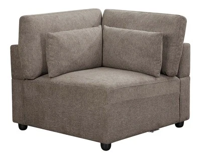 Cuña contemporánea tapizada de tela de lino contemporáneo ACME Rylie en gris Foto 1 de 4