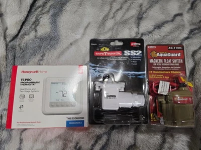 Honeywell T6 Pro Programmable Thermostat / SS2 / Drain Pan Switch Bundle Latest - Image 1 of 4