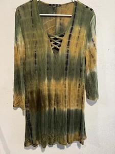 Top túnica mujer COIN 1804 verde dorado talla XL dobladillo asimétrico - Imagen 1 de 6