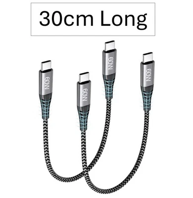 30cm USB C Cable Short USB C to Type C Cable PD 60W Fast Charger ( 2 Pack )15 16 - image 1 of 4